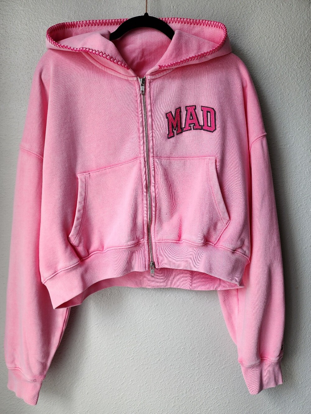GAP x Madhappy Full Zip Cropped Logo Hoodie Size XLarge In Pink NWT